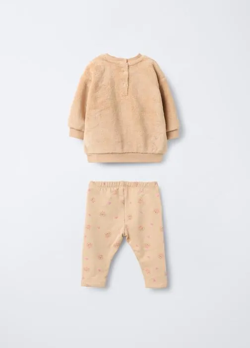 Komplet s topom od umjetnog krzna za bebe