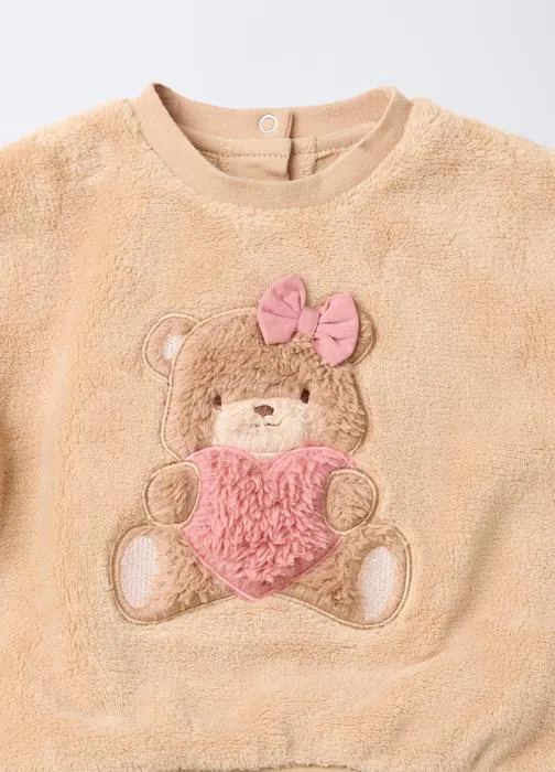 Komplet s topom od umjetnog krzna za bebe