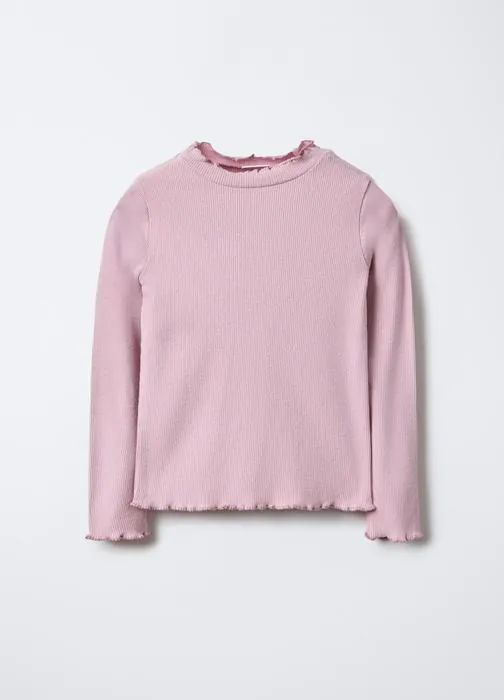 Slim fit rebrasta majica za djevojčice