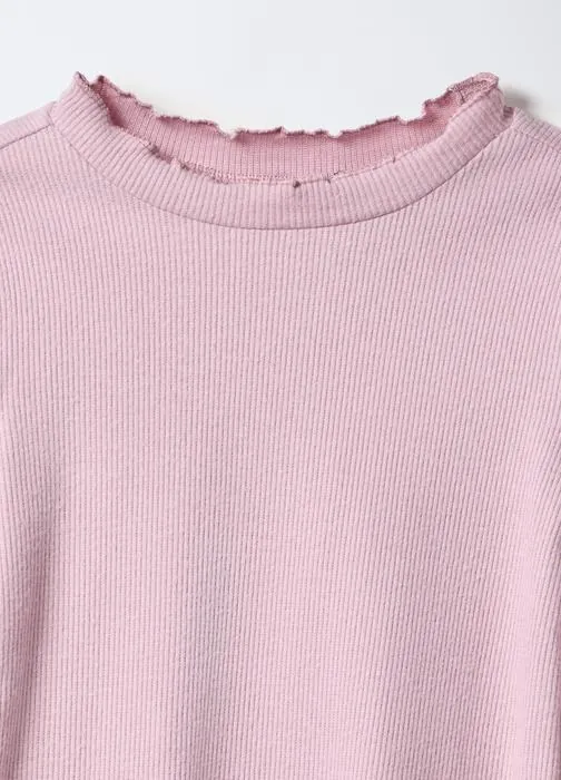 Slim fit rebrasta majica za djevojčice