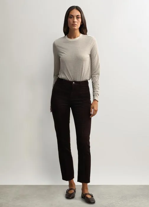 Ženske Mom Fit hlače od kord velura