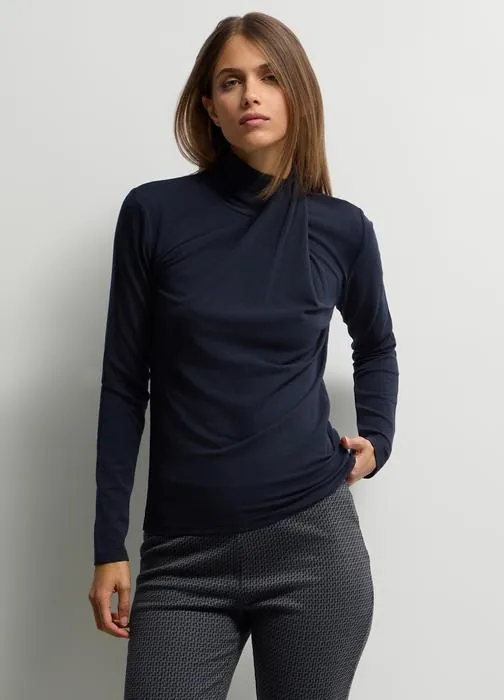 Ženska majica slim fit s visokim ovratnikom