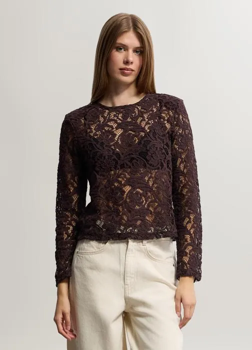 Ženska majica slim fit s čipkom