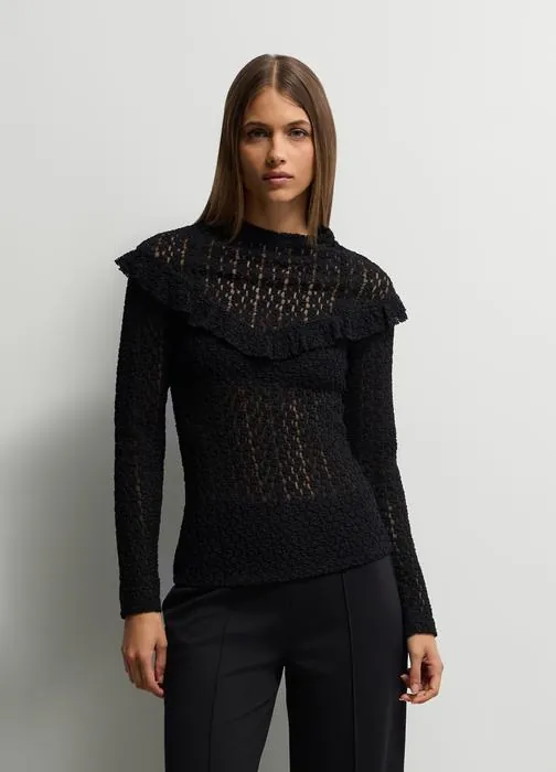 Ženska majica slim fit s čipkom