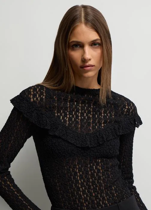 Ženska majica slim fit s čipkom