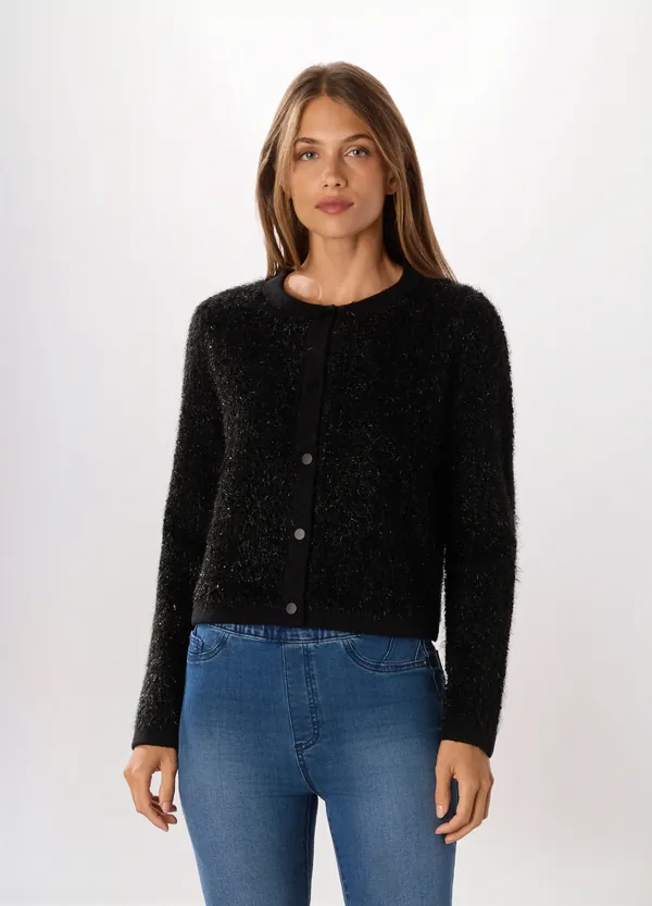 Ženski kardigan s lurex nitima