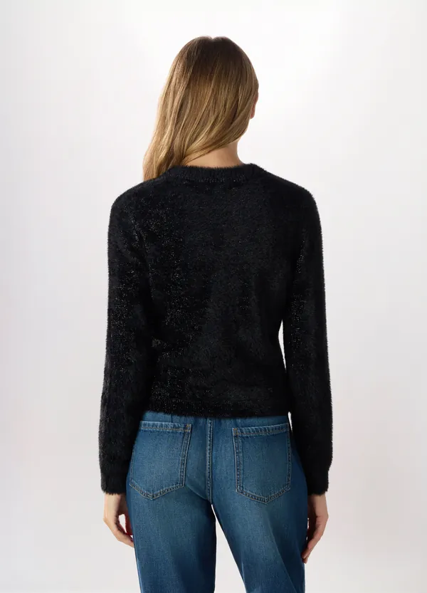 Fluffy ženski pulover s lurex nitima